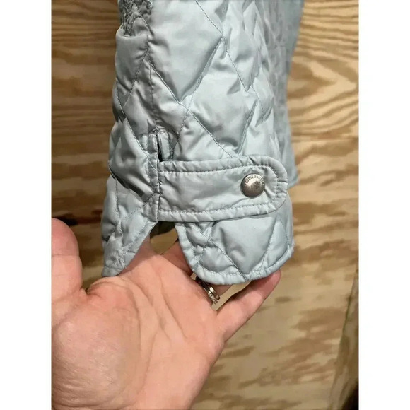 EDDIE BAUER PREMIUM GOOSE DOWN LT GRN QUILTED DOWN EMBROIDERED FLOWERS VEST SZ L - Picture 4 of 13